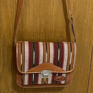 Guatemalan Striped Tan and Brown Shoulder Bag